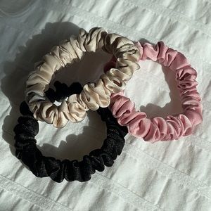 100% Silk Skinny Scrunchies, 3 pack